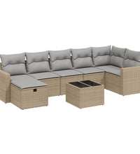 8-tlg. Garten-Sofagarnitur mit Kissen Beige Poly Rattan