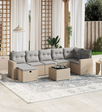 8-tlg. Garten-Sofagarnitur mit Kissen Beige Poly Rattan