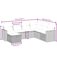 7-tlg. Garten-Sofagarnitur mit Kissen Schwarz Poly Rattan