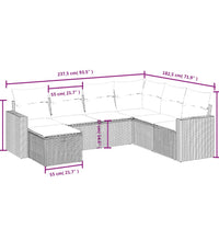 7-tlg. Garten-Sofagarnitur mit Kissen Braun Poly Rattan