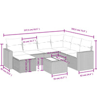 8-tlg. Garten-Sofagarnitur mit Kissen Beige Poly Rattan