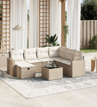 8-tlg. Garten-Sofagarnitur mit Kissen Beige Poly Rattan