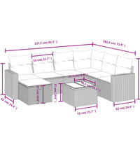 8-tlg. Garten-Sofagarnitur mit Kissen Beige Poly Rattan