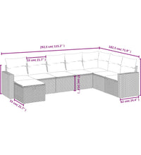 8-tlg. Garten-Sofagarnitur mit Kissen Schwarz Poly Rattan