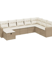 8-tlg. Garten-Sofagarnitur mit Kissen Beige Poly Rattan