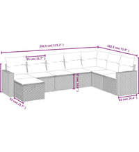 8-tlg. Garten-Sofagarnitur mit Kissen Grau Poly Rattan