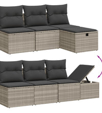 8-tlg. Garten-Sofagarnitur mit Kissen Hellgrau Poly Rattan
