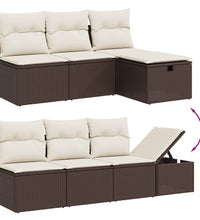 8-tlg. Garten-Sofagarnitur mit Kissen Braun Poly Rattan