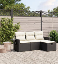 4-tlg. Garten-Sofagarnitur mit Kissen Schwarz Poly Rattan