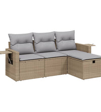 4-tlg. Garten-Sofagarnitur mit Kissen Beigemischung Poly Rattan