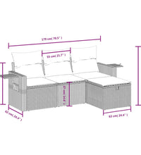 4-tlg. Garten-Sofagarnitur mit Kissen Beigemischung Poly Rattan