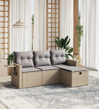 4-tlg. Garten-Sofagarnitur mit Kissen Beigemischung Poly Rattan
