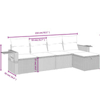 5-tlg. Garten-Sofagarnitur mit Kissen Schwarz Poly Rattan