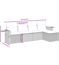 5-tlg. Garten-Sofagarnitur mit Kissen Schwarz Poly Rattan