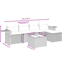 6-tlg. Garten-Sofagarnitur mit Kissen Schwarz Poly Rattan