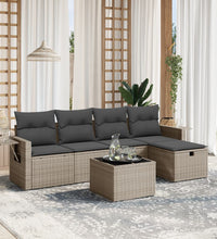 6-tlg. Garten-Sofagarnitur mit Kissen Grau Poly Rattan