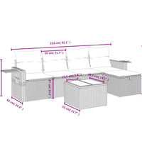 6-tlg. Garten-Sofagarnitur mit Kissen Hellgrau Poly Rattan