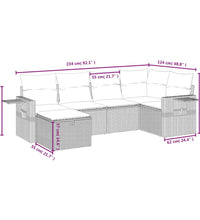 6-tlg. Garten-Sofagarnitur mit Kissen Schwarz Poly Rattan