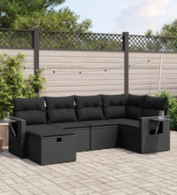 6-tlg. Garten-Sofagarnitur mit Kissen Schwarz Poly Rattan