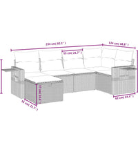 6-tlg. Garten-Sofagarnitur mit Kissen Grau Poly Rattan