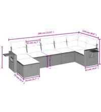 7-tlg. Garten-Sofagarnitur mit Kissen Beige Poly Rattan