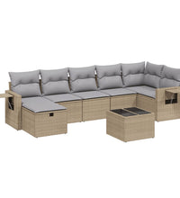 8-tlg. Garten-Sofagarnitur mit Kissen Beige Poly Rattan