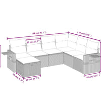 7-tlg. Garten-Sofagarnitur mit Kissen Braun Poly Rattan