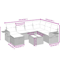 8-tlg. Garten-Sofagarnitur mit Kissen Schwarz Poly Rattan