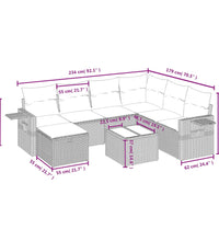 8-tlg. Garten-Sofagarnitur mit Kissen Beige Poly Rattan