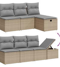 8-tlg. Garten-Sofagarnitur mit Kissen Beige Poly Rattan