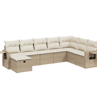 8-tlg. Garten-Sofagarnitur mit Kissen Beige Poly Rattan