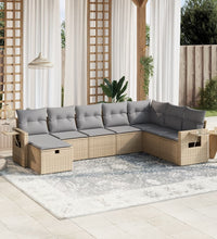 8-tlg. Garten-Sofagarnitur mit Kissen Beige Poly Rattan