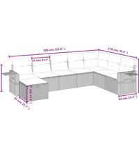 8-tlg. Garten-Sofagarnitur mit Kissen Hellgrau Poly Rattan