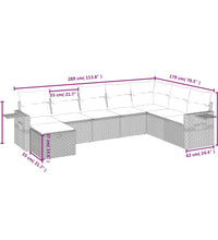 8-tlg. Garten-Sofagarnitur mit Kissen Braun Poly Rattan