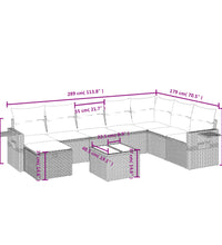 9-tlg. Garten-Sofagarnitur mit Kissen Hellgrau Poly Rattan