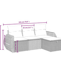 4-tlg. Garten-Sofagarnitur mit Kissen Schwarz Poly Rattan