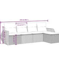 5-tlg. Garten-Sofagarnitur mit Kissen Schwarz Poly Rattan