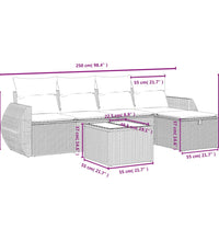 6-tlg. Garten-Sofagarnitur mit Kissen Schwarz Poly Rattan
