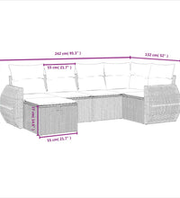 6-tlg. Garten-Sofagarnitur mit Kissen Beige Poly Rattan