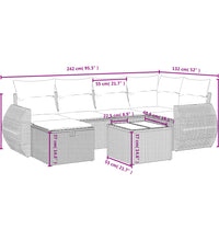 7-tlg. Garten-Sofagarnitur mit Kissen Beige Poly Rattan
