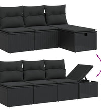 7-tlg. Garten-Sofagarnitur mit Kissen Schwarz Poly Rattan
