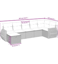 7-tlg. Garten-Sofagarnitur mit Kissen Schwarz Poly Rattan