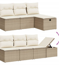 7-tlg. Garten-Sofagarnitur mit Kissen Beige Poly Rattan