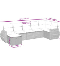 7-tlg. Garten-Sofagarnitur mit Kissen Grau Poly Rattan