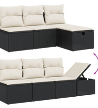 8-tlg. Garten-Sofagarnitur mit Kissen Schwarz Poly Rattan