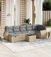 8-tlg. Garten-Sofagarnitur mit Kissen Beige Poly Rattan