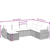 7-tlg. Garten-Sofagarnitur mit Kissen Schwarz Poly Rattan