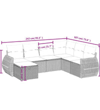 7-tlg. Garten-Sofagarnitur mit Kissen Grau Poly Rattan