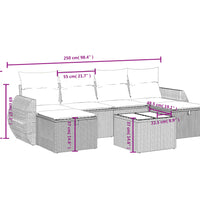 6-tlg. Garten-Sofagarnitur mit Kissen Schwarz Poly Rattan