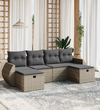 6-tlg. Garten-Sofagarnitur mit Kissen Grau Poly Rattan